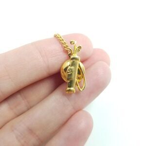 Vintage Golf Bag Tie Tacks, Gold Tone, Golfer Golfing Golf Clubs, Tie Pin